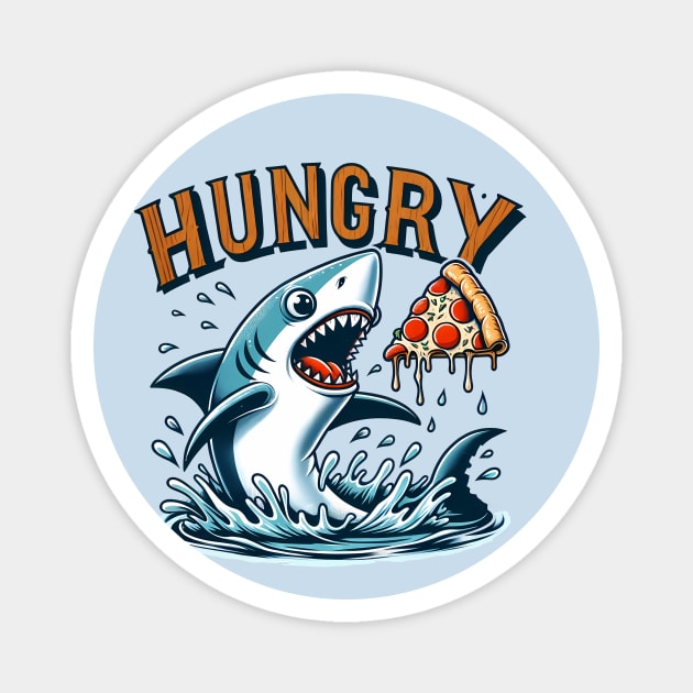 Funny Shark with Pizza, Pizza Lover Magnet by logiamerch